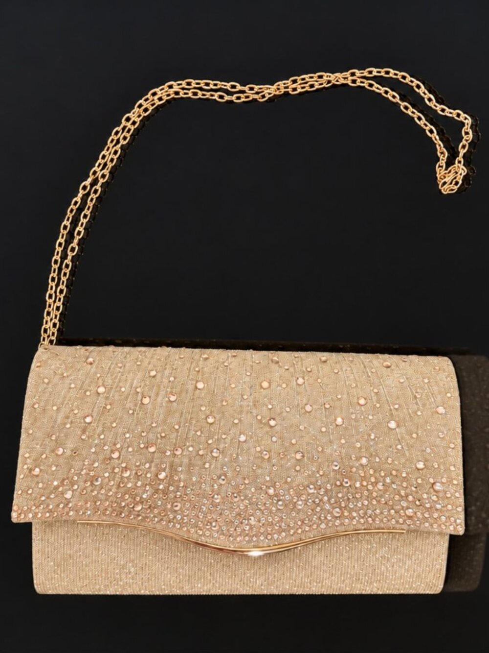 Champagne Rhinestone Evening Clutch